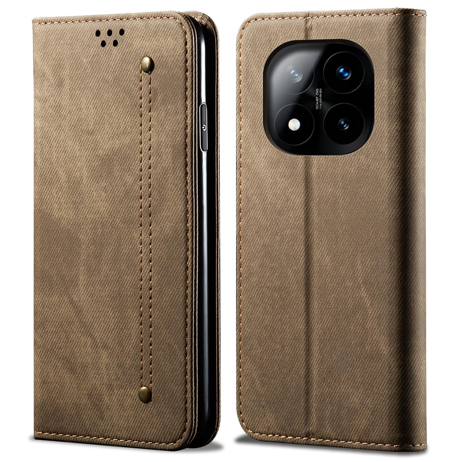 

Для Xiaomi Redmi Note 14 Pro+ 5G Чехол Текстура джинсовой ткани Кожаный чехол-подставка против царапин B