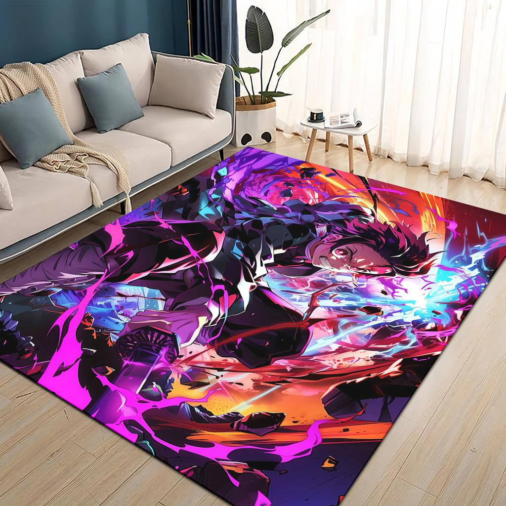 27 Style Demon S-Slayer Cartoon Kamado Nezuko Anime Carpet Rug for Living Room Bedroom Home Sofa Decoration,Non-slip Floor Mat