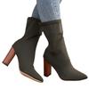 Ladies Shoes 2024 Fashion Women's Boots Square Heel Mid-Calf Ankle Boots for Women Pointed Toe Stretch Sock Boots Bota Feminina