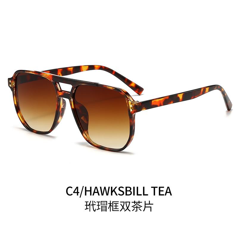 Retro Double Bridge Oversized Square Sunglasses Women Men Glasses Fashionable Studded Shades