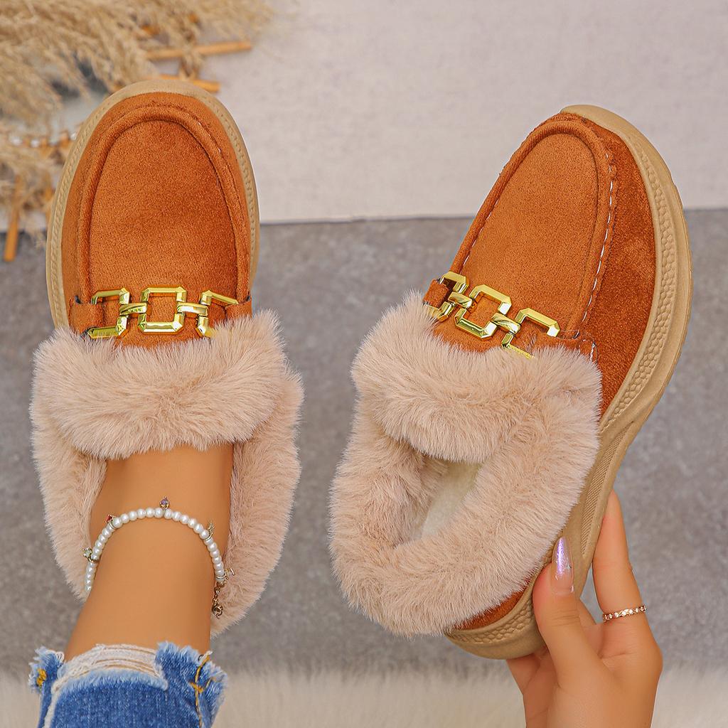 Large size platform sneakers women's autumn and winter new European and American style comfortable rough edge low-top warm cotton shoes