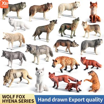 Bildungs Waldtiere Spielzeugfiguren Set - Wolf Fuchs Hyäne Realistische Dschungel Zoo Tier Modelle Kinder Weihnachtsgeschenk