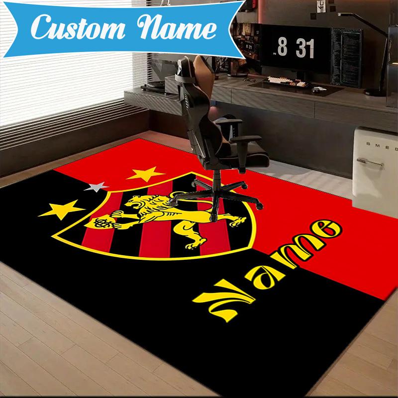 Custom Name Recife Lion Crest Flag Rug Game Carpet, Floor Mat for Bedroom Living Room Entryway Rug, Home Decor Idea Gift for Christmas birthday