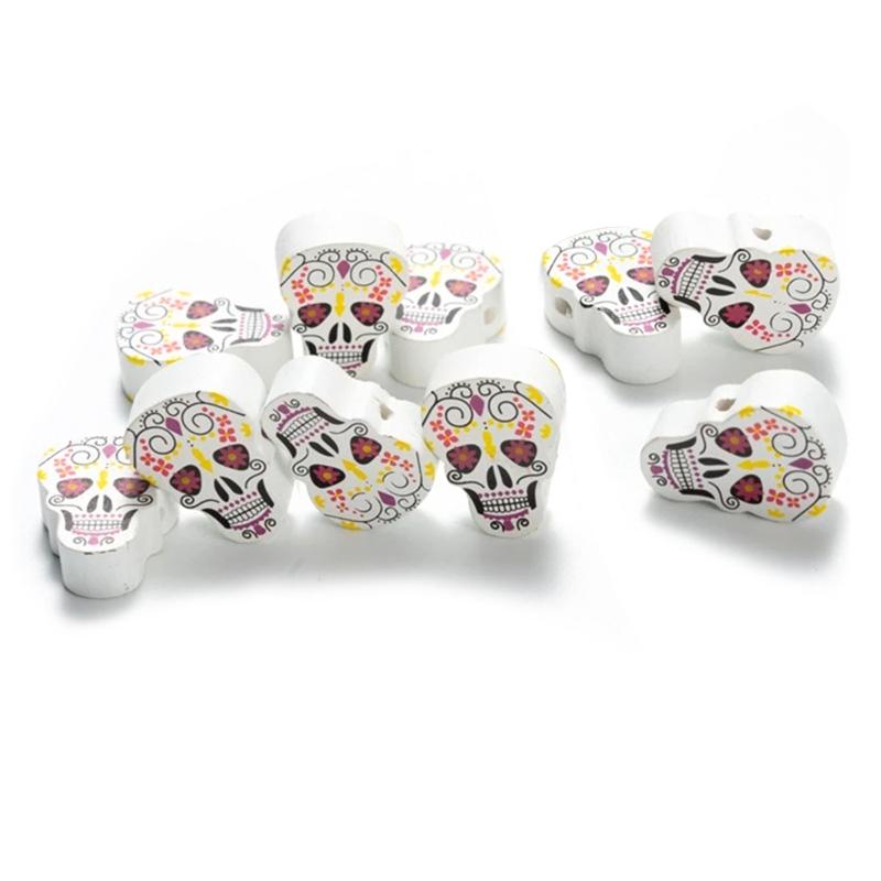 10 Pcs Craft Wood Beads Halloween Beads Polished Round Beads for Jewelry Making
