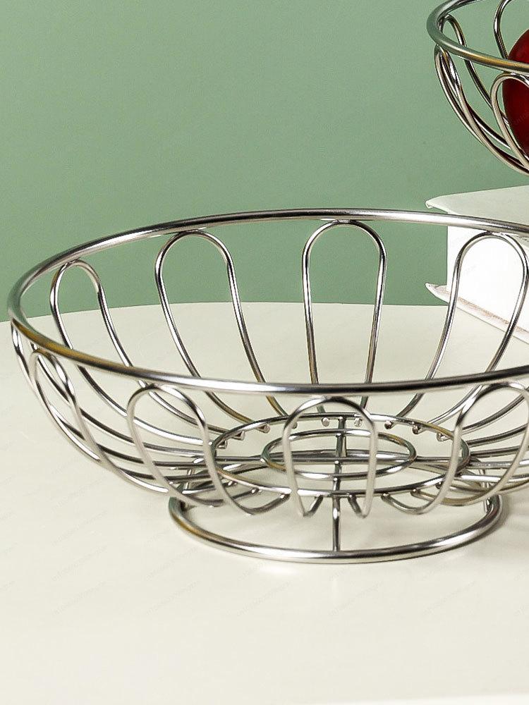 Sturdy 304 stainless steel bread basket fruit basket living room household coffee table fruit plate vegetable basket ornament