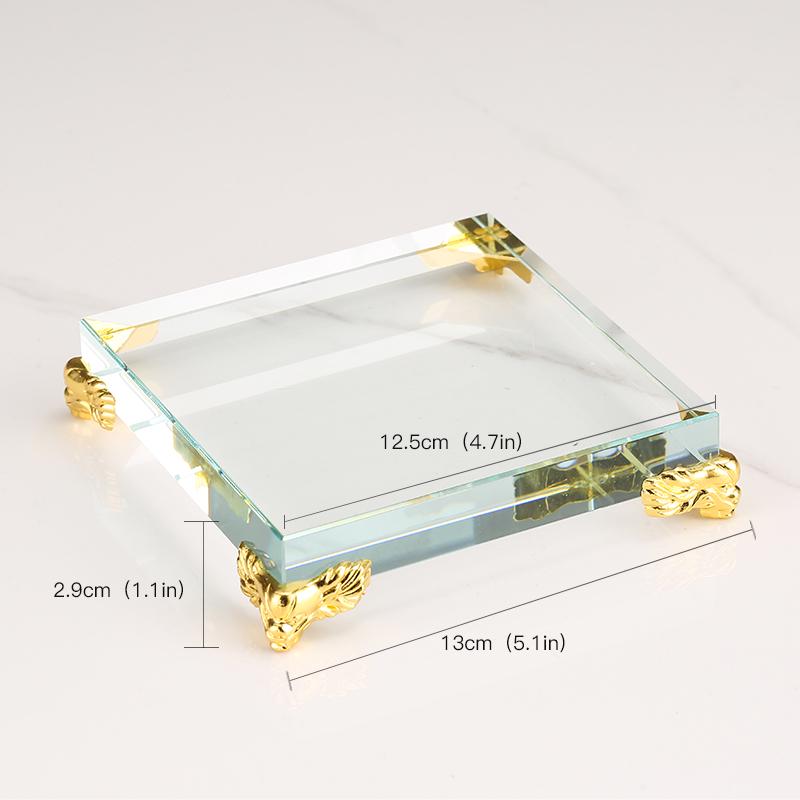 Pyramid Crystal Metal Ornament: Luxury Display Plate for Jewelry, Minerals, Figurines, & Wine