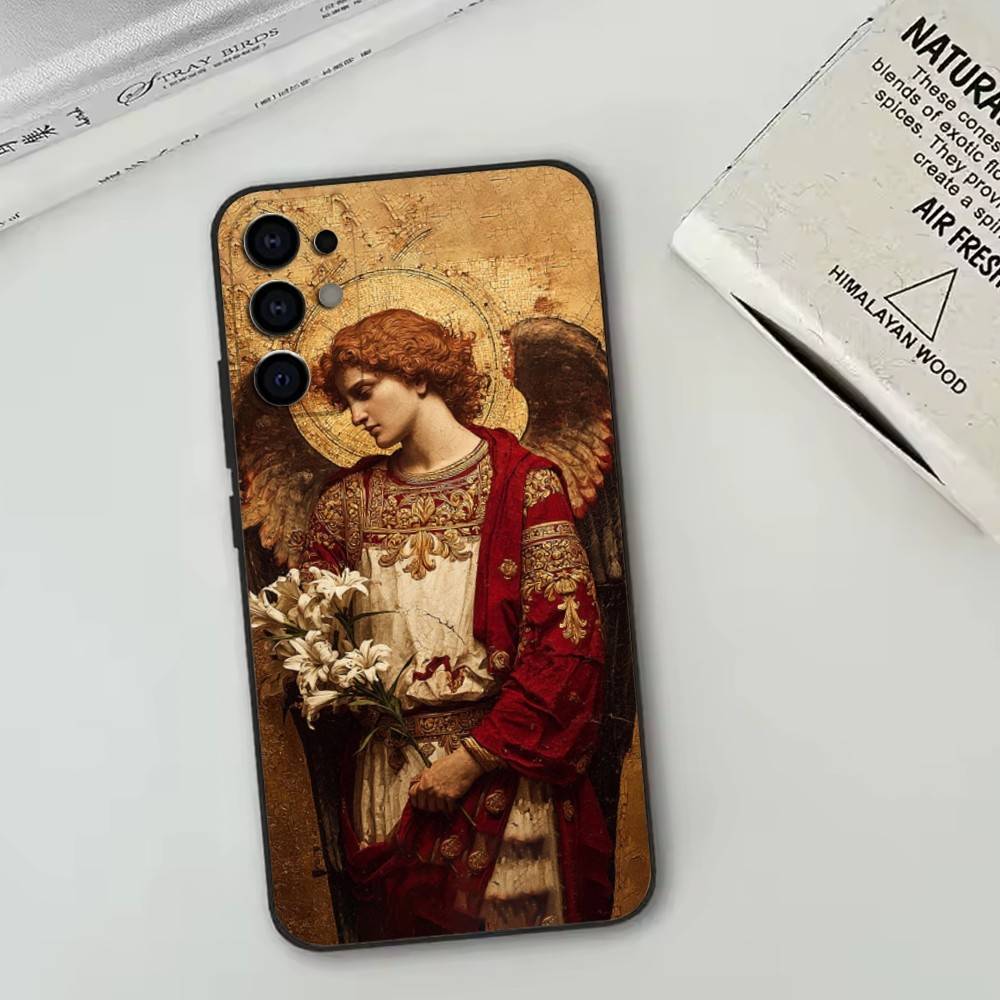 Medieval Retro Archangel Lucifer Phone Case For Samsung S25,S24,S21,S22,S23,S30,Ultra,S20,Plus,Fe,Soft Silicone Black Cover