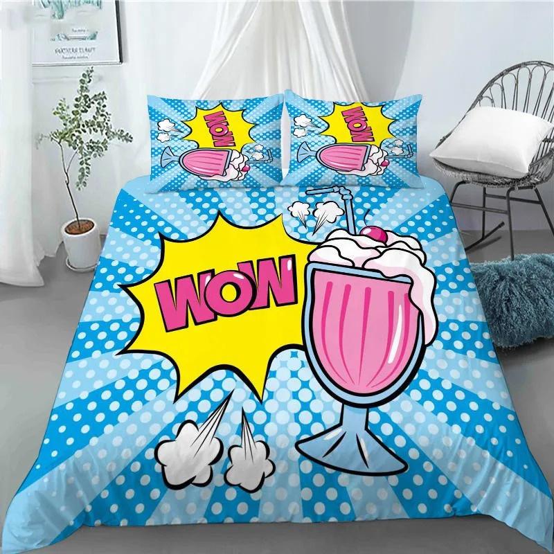 3D Hip Hop Art Style Duvet Cover Cool Rock and Roll Style Quilt Cover with Pillowcase for Kid Home Bedroom Decor King Queen Size