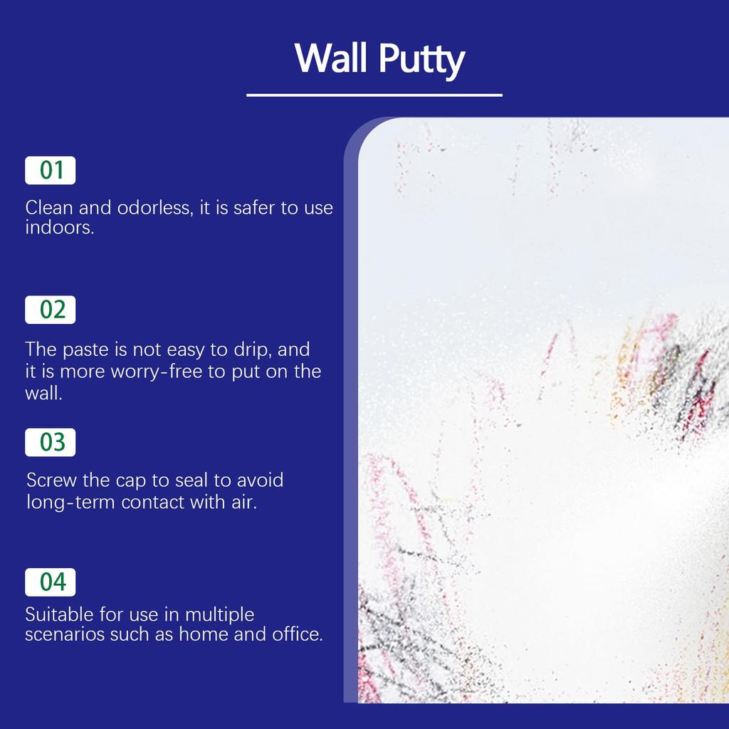 Wall Putty;White Wall Damaged Scratched Cracks Nail Holes Repaired;Suitable For Treating A Variety Of Mild Wall Defects