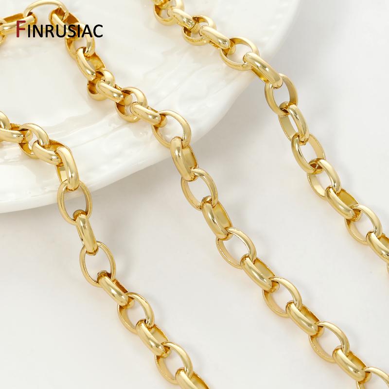 18K Gold Plated Brass Oval Chain for Jewelry Making,7*10mm Large Heavy Chunky Chain For DIY Necklace Bracelet Making Findings