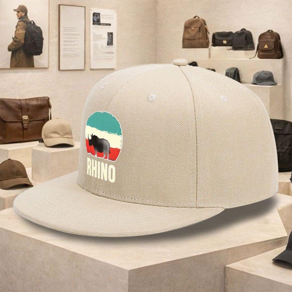 Rhino Sunset Graphic Baseball Cap Polyester Solid Color Street Style Snapback for Unisex Adults