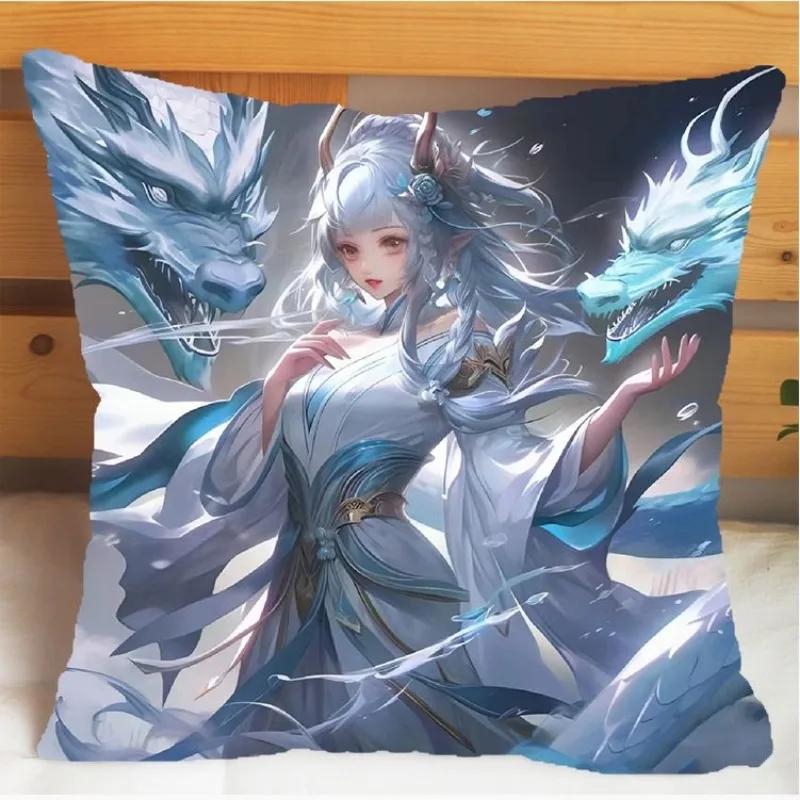 Arena of Valor Honor of Kings Xi Shi Polštář a Povlak na polštář Potah na polštářek Oboustranný tisk Plyšové Dekorační polštáře 40x40cm