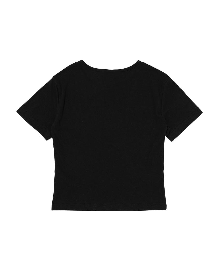 SEOUL APPAREL Lettering Logo Crop Short Sleeve T-Shirt (Black)