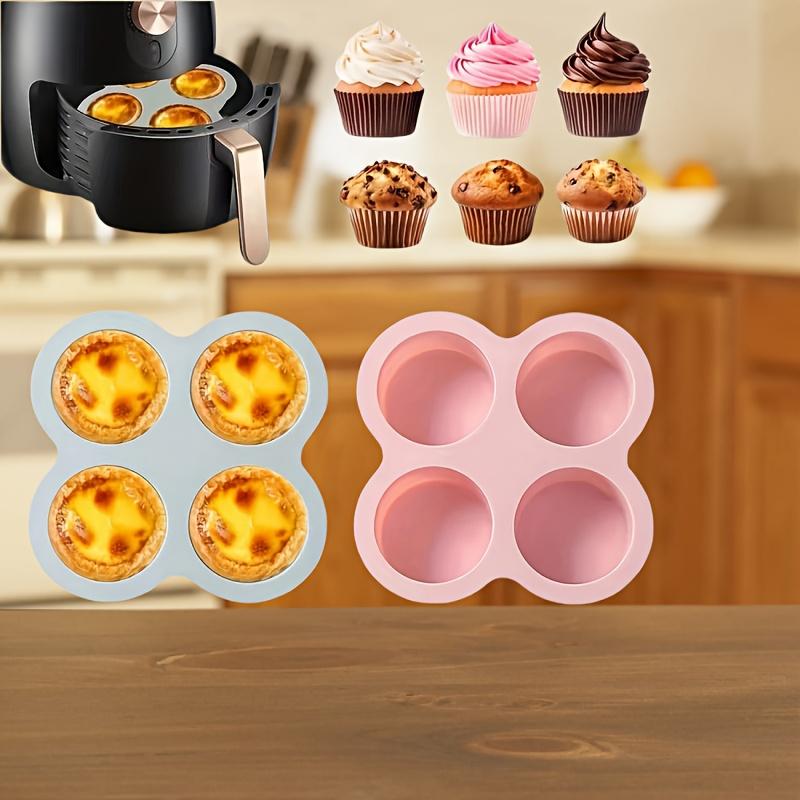 1pc Silicone Cake Molds - 4-Cavity Non-Stick Baking Molds for Cakes, Puddings, Eggs & Burgers - Heat , Easy Release & Clean, Reusable Kitchen Bakeware