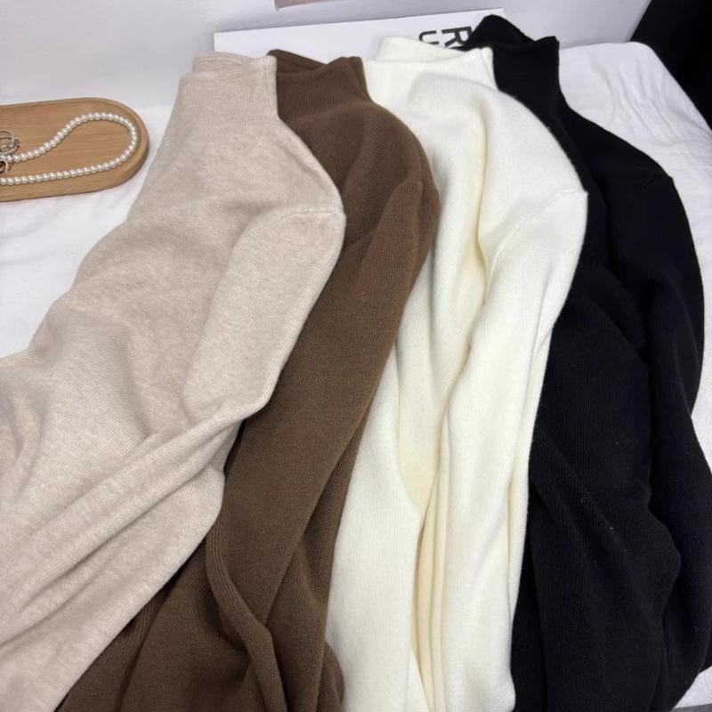 Small Stand-up Collar Milk Soft Waxy Knitted Long-sleeved Bottoming Shirt Women's 1116 Winter Sweater Autumn Clothing Korean Version Simple Top Inside