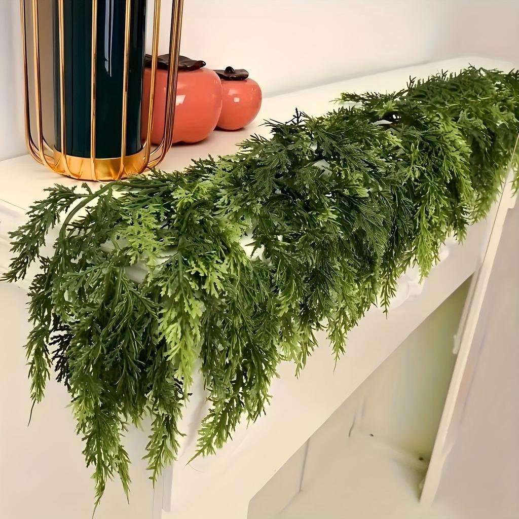 Hot Handmade Christmas Garland,Artificial Cedar Needles Green Seasonal Garland For Christmas TV Cabinet Winter Holiday Decor
