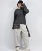 Deumakeu Grunge Washing Side One Tuck Curved Wide Pants Gray