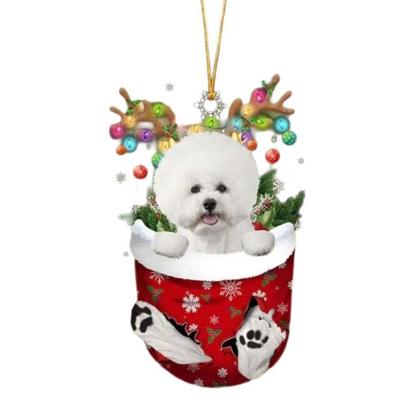 Festival Dog Hanging Charm Acrylic Dog Pendant Christmas Decoration Hanging Dog Ornament for Tree Adornment