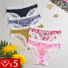 5pcs/pack Fashion Style Print Sexy Lace Women's Panties Low Waist Patchwork Breathable Comfort Female Underpants Sexy Lingerie