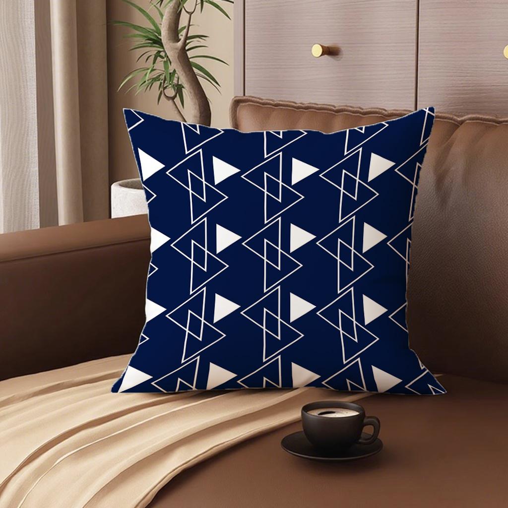 Set da 4 Federe per Cuscini a Fantasia Bianca e Blu Adatte per Divano Auto Camera da Letto Copricuscino Decorativo Federa