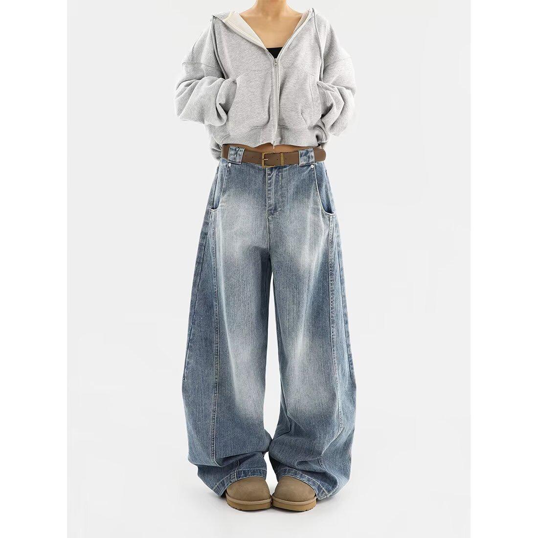 

Women s High Waist Deconstructed Wide-Leg Scimitar Jeans - Autumn/Winter 2024 M синий