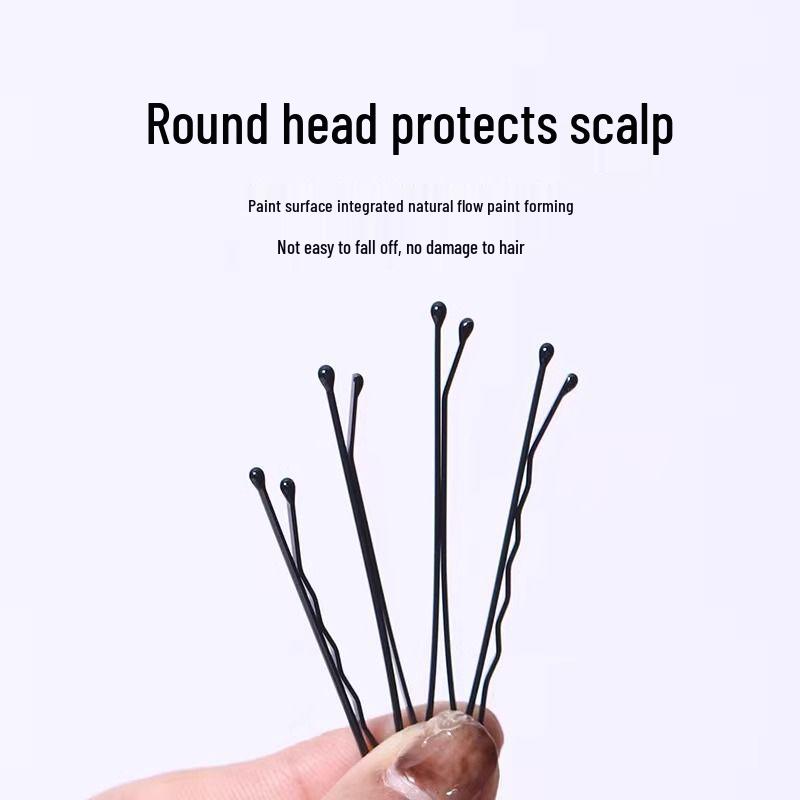 Simple Black U-Shaped Hairpins: Small Steel Clips for Women's Hair