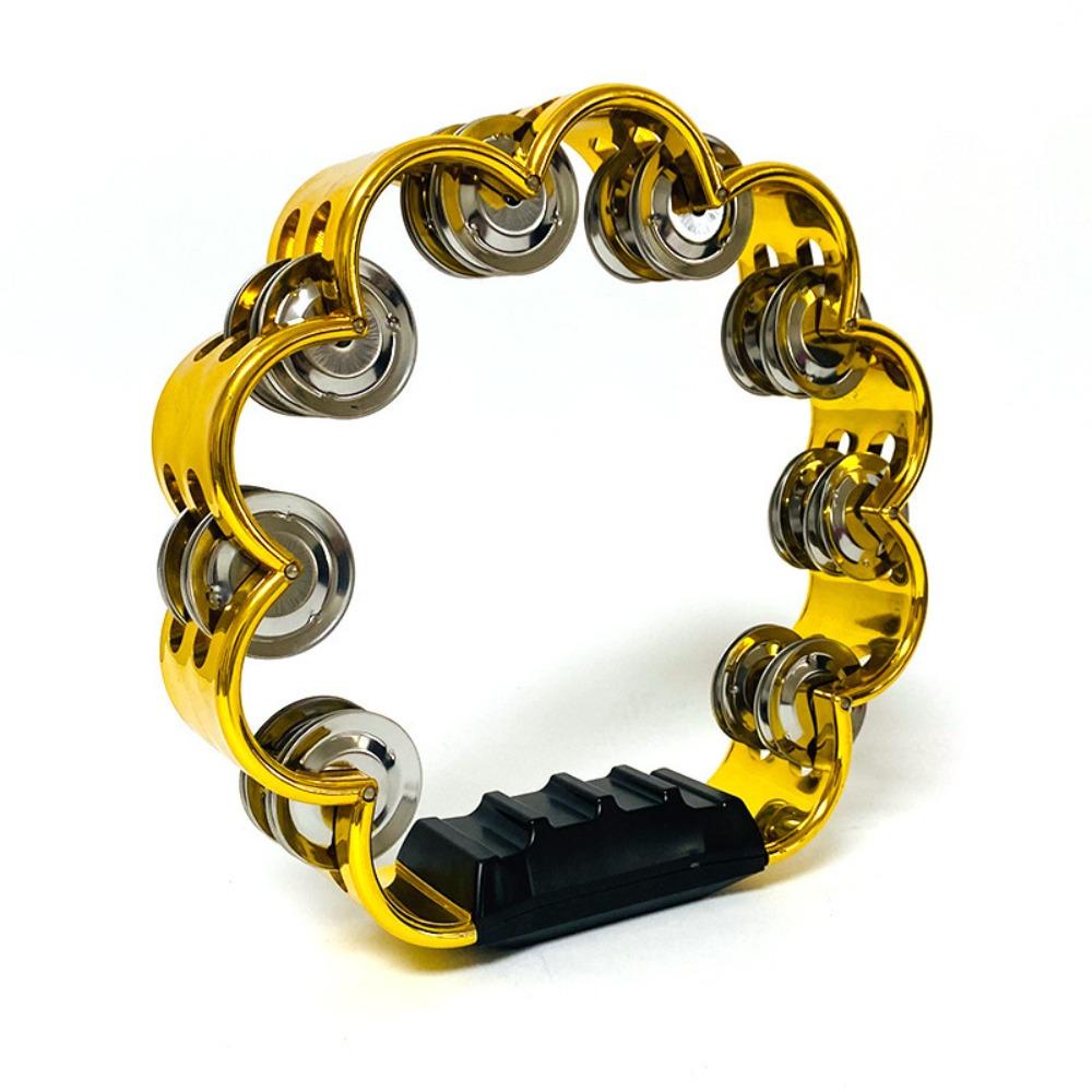 Pleasant Jingle Percussion Tambourine Handheld Hand Cranked Bell  Musical Rhythm Instrument