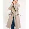 Spring New Arrival Women's Faux Fur Effect with Belt Fashion Polo Collar Coat Outwear 3046353