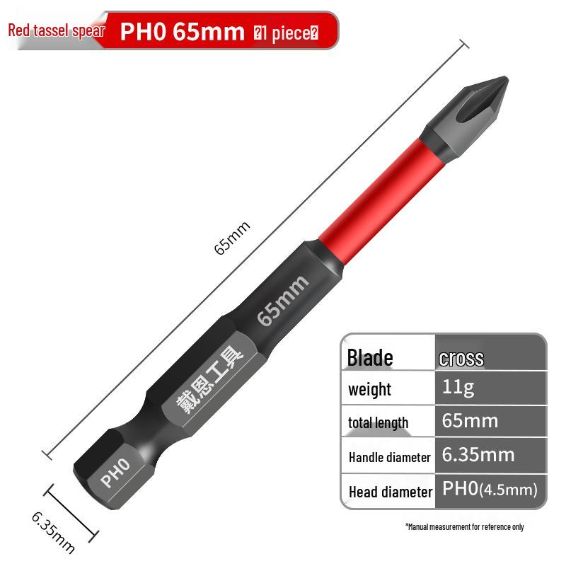 PH0 Tungsten Steel Phillips Bit: Magnetic, Impact Resistant, Non-Slip Screwdriver, Hex Shank for Electric Drill