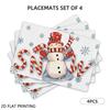 4pcs/6pcs Christmas Candy Cane Snowman Placemats, Table Mats for Dining, Suitable for Holiday Decorations, Dining Tables, Scenes, Weddings, Banquet De