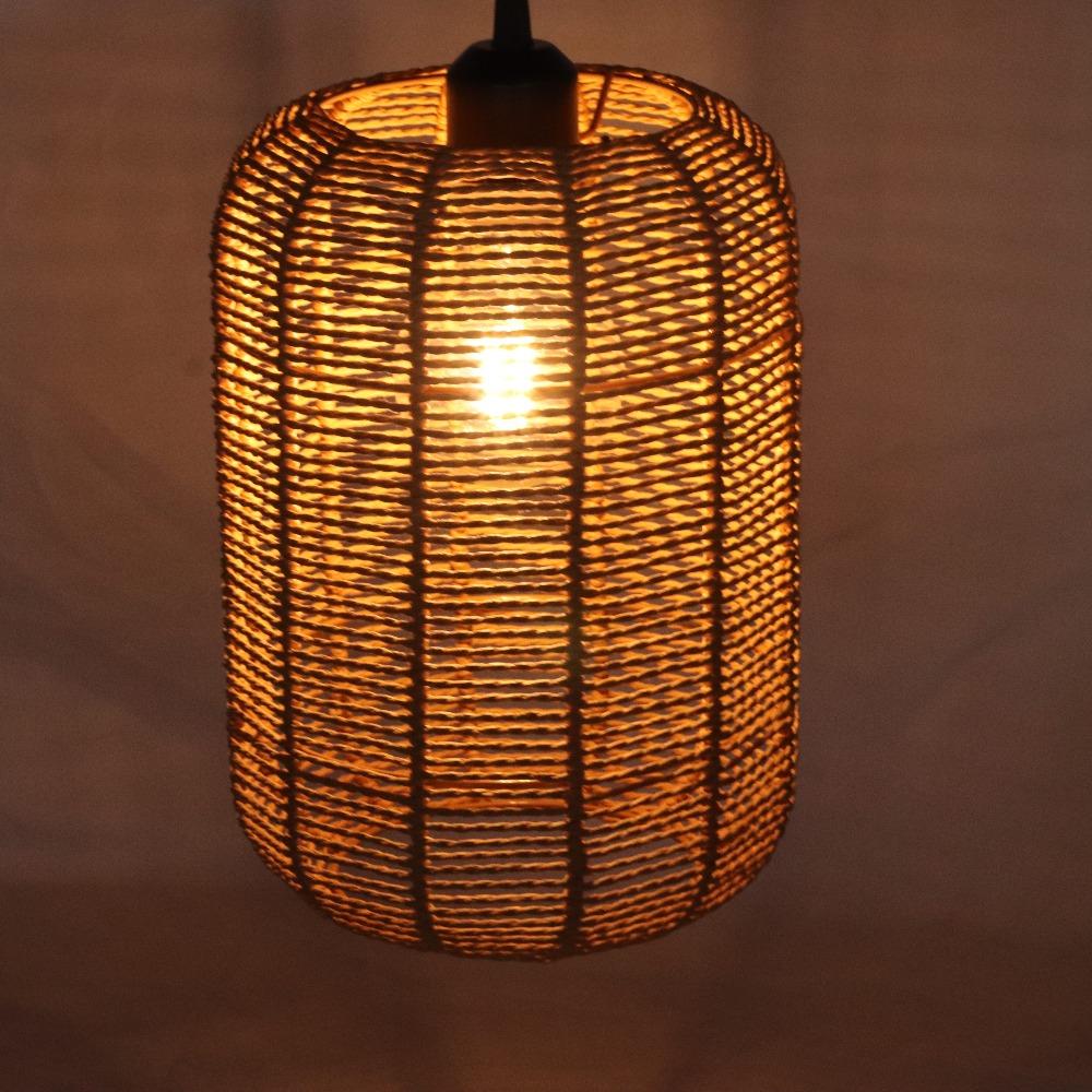 JOYINLED Boho Pendant Light Flush Mount Hanging Light Rattan Ceiling Woven Lamp Shade Basket for Kitchen Island Dinning Table