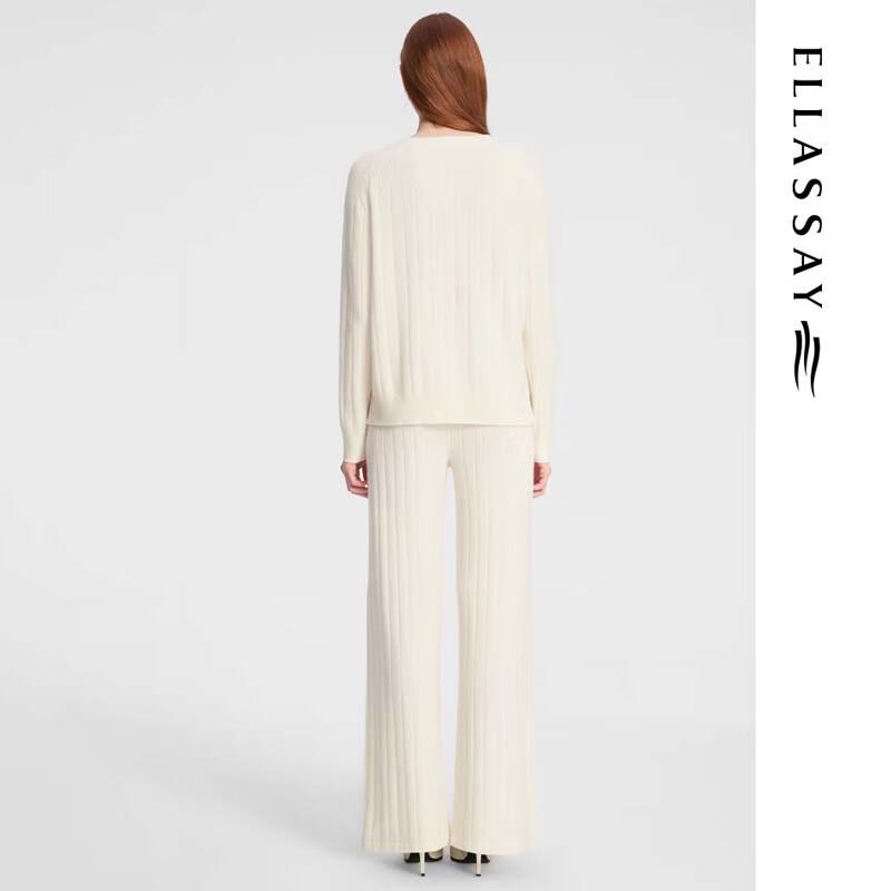 ELLASSAY Women's Cashmere Crewneck Knit Sweater