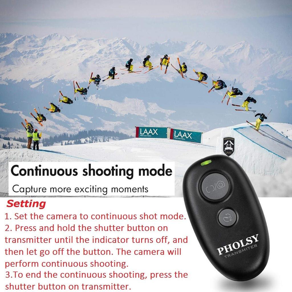 PHOLSY Wireless Remote Control Shutter Release Switch for Nikon D500 Z8, Z9, Z5, Z7, Z7-II, Z6, Z6-II, D750, D780, D7500, D7200, D5600, D5500, P7700,