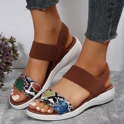 Snakeskin Print Wedge Sandals for Women Summer Fashion Non Slip Beach Shoes Woman Lightweight Causal Sports Sandalias Mujer