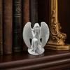 3D-printad ängelfigur, Liten hukande ängel Bordsdekoration, Vitvingad ängelskulptur för Hemträdgårdsdekoration