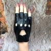 Punk Half Finger Gloves Mesh Accents Rebellious Style Perfect Raves Themed Parties