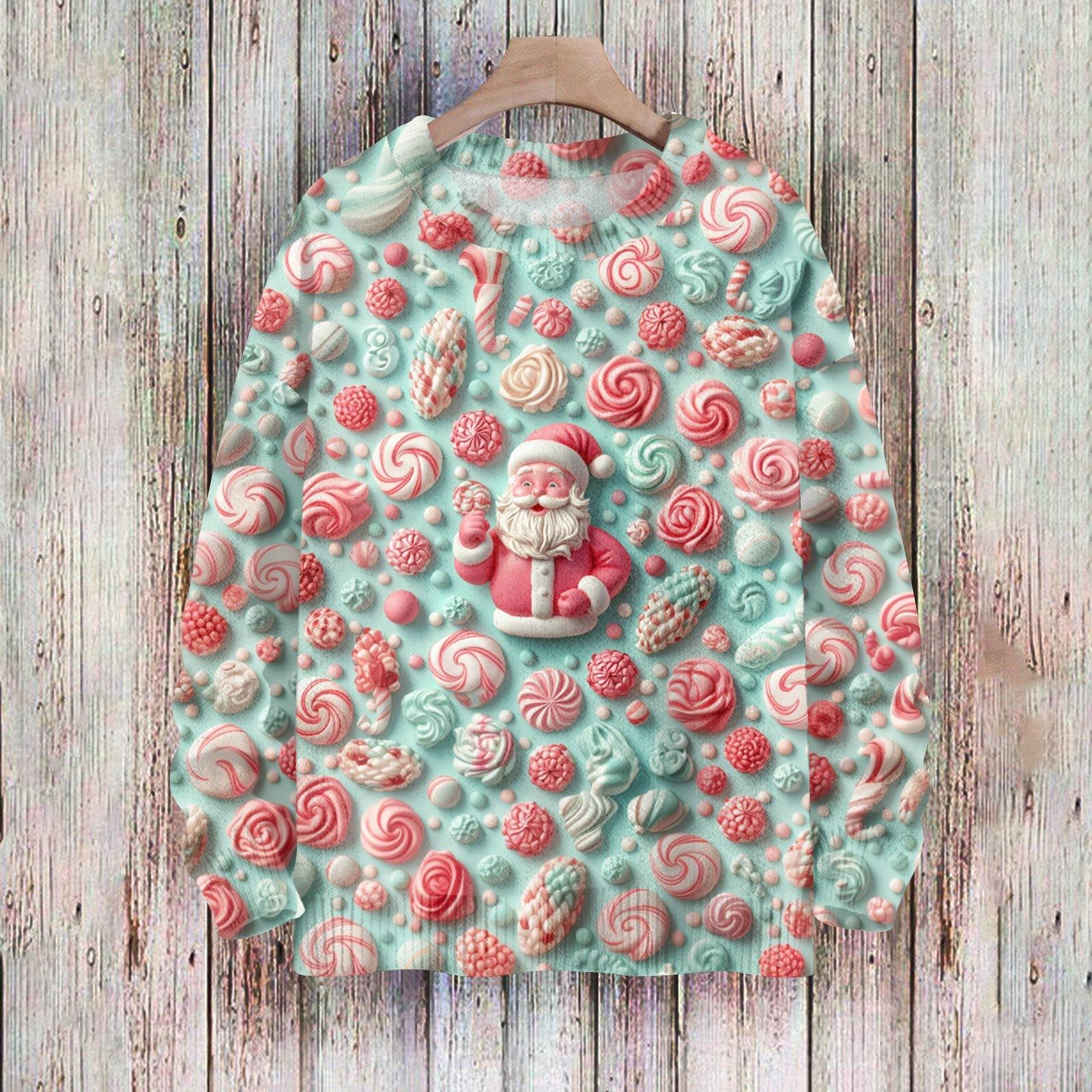 

Рождественские толстовки для женщин Вязаный свитер Милая рубашка Осенний свитер с круглым вырезом Топы M