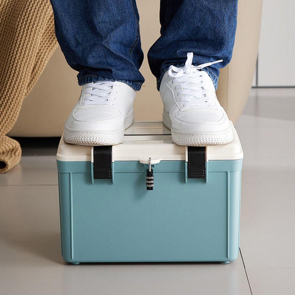 Portable Lockable Storage Container Bin Large Capacity With Combination Lock Lock Safe Box Stable Versatile Lock Box Home Office