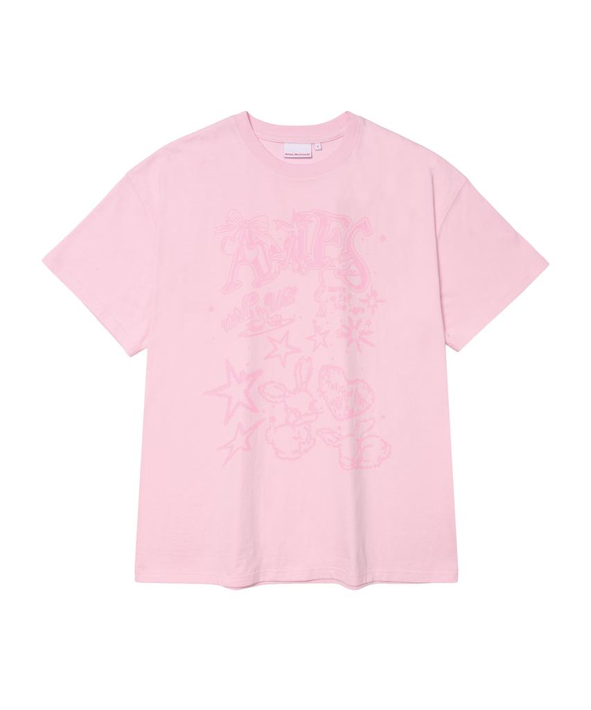 AMES-WORLDWIDE Rabbit Art Drawing Tee Pink