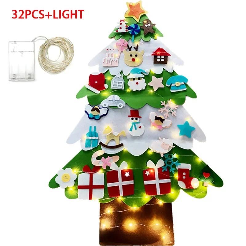 DIY Felt Christmas Tree Child Educational Toy Wall Hanging Artificial Xmas Tree with Santa Claus Snowflakes Kid New Year Gift