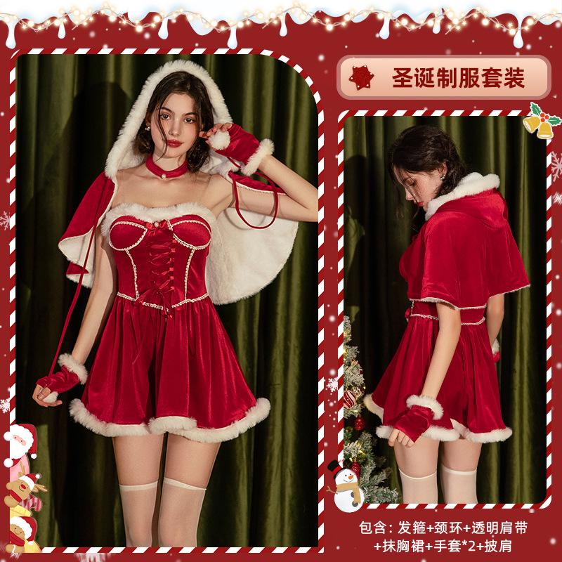 

Рождественская одежда с нагрудными подушечками, одежда для выступлений, рождественское платье, милое платье принцессы, костюм 41 One size