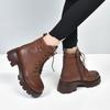 Women's boots thick-soled Martin boots autumn and winter new first-layer cowhide round head strap leather boots trendy locomotive boots short boots