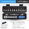 15/32PCS Torque Wrench Set 1/4" Drive Ratchet Socket Kit 2-24N.m Chrome Vanadium Steel Bicycle Repair Tool for Mountain Bike Maintenance