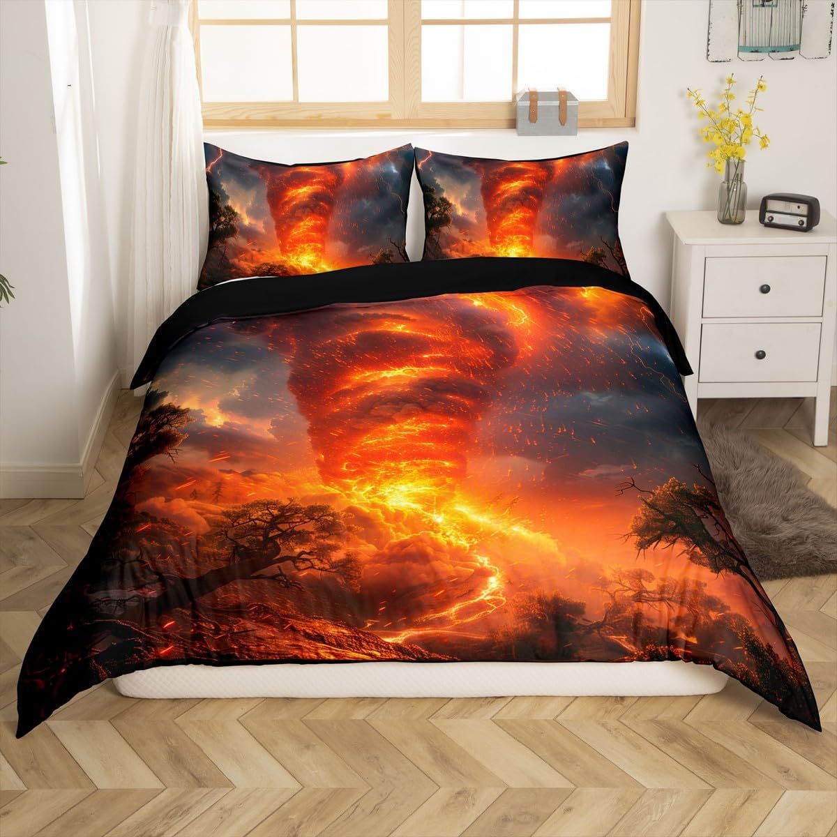 Comforter Tornado Twinocean Lighting Themed Comforter natural Disasters Bedding Setsoft Beach Coastal Decor Bed Set Comforter (quilt)-EU Single(135*200cm)3pcs