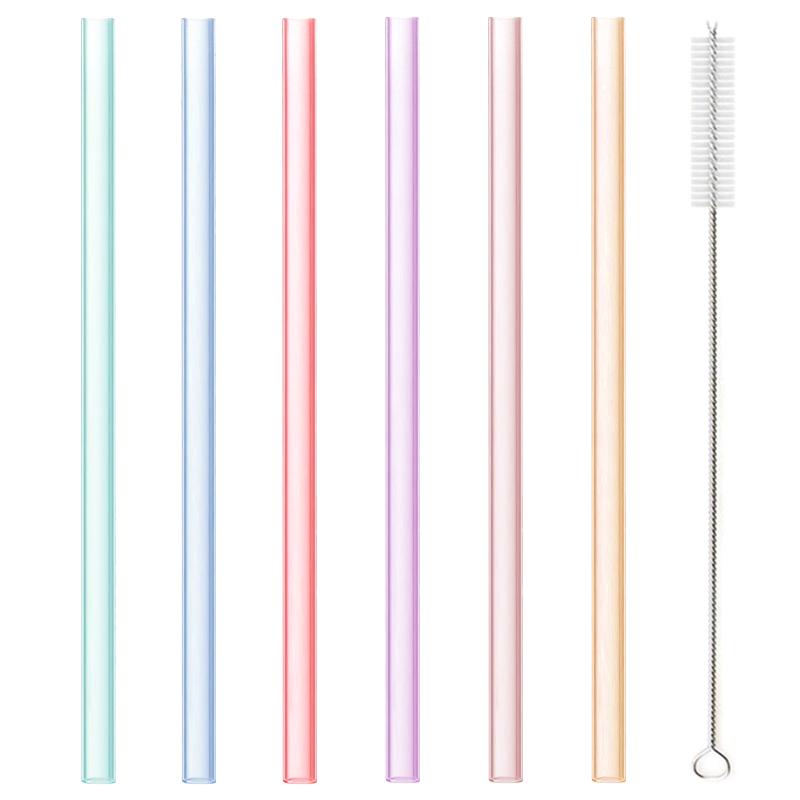 

6 шт. Прозрачные силиконовые трубочки Многоразовые Пищевые Гибкие Прямые Трубочки для питья Набор с чистящей щеткой Аксессуар для вечеринки