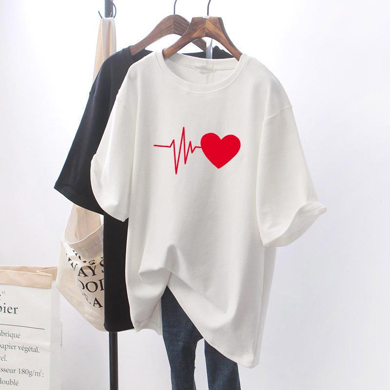 Plus Size  Girl T-shirt Women Slimming High Sense Tee Belly Covering Oversize O-neck Short Sleeve Top