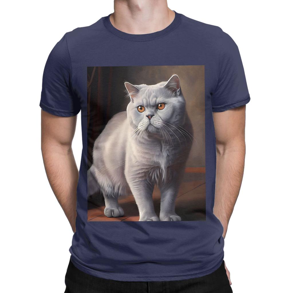 British Shorthair Oil paint Graphic Funny 100 Cotton TShirt Shorthair Tees Tops For Unisex