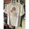 Women's White Oversized Short Sleeve T-Shirt with Patchwork Pattern Casual Loose Top