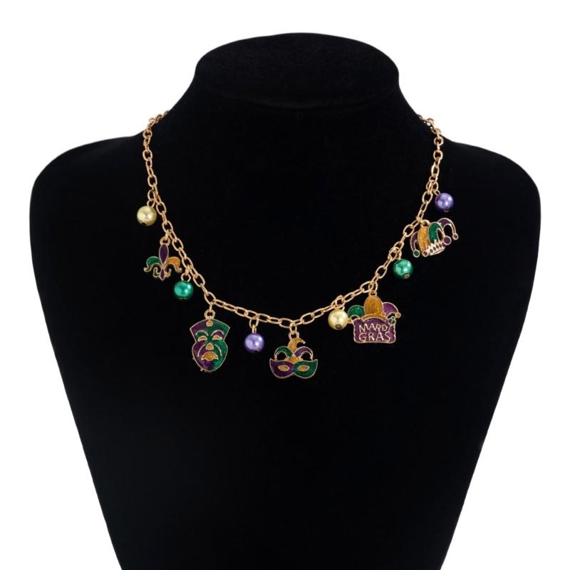 Unique Mask Necklace with Oil Drip Finish Delicate Charm Necklace Fashion Collarbone Chain Perfect for Fashion Lovers