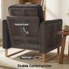 Accent Chair With Pocket Spring Modern Industrial Armchair With Metal Legs For Livingroom Dark Grey